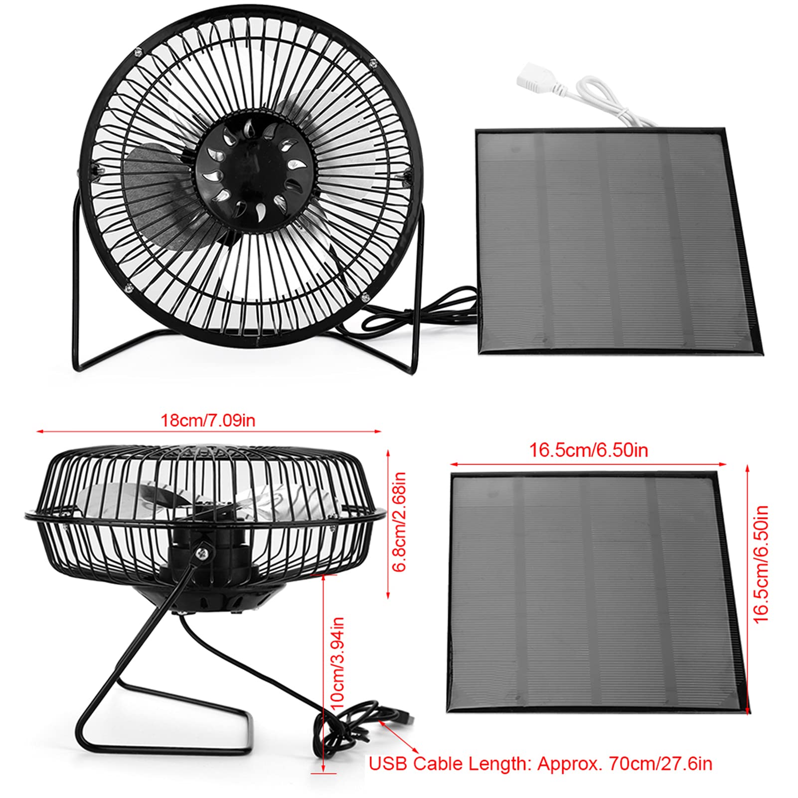 Portable Mini Solar Fan - Solar Powered Cooling Fan for Outdoor Camping, Hiking & Ventilation | USB Rechargeable, Lightweight & Weatherproof for Patio, Tent, RV & Emergency Use