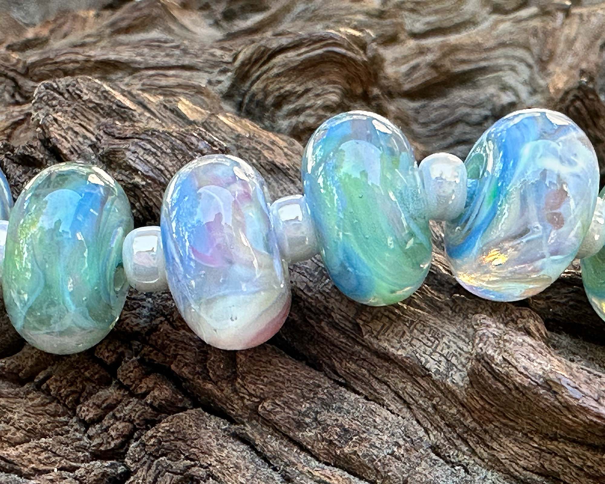 8-Piece Cotton Candy Swirls Lampwork Glass Beads Set for Jewelry Making - DIY Bracelet, Necklace & Craft Projects - Perfect for Beaders & Artisans (SRA)