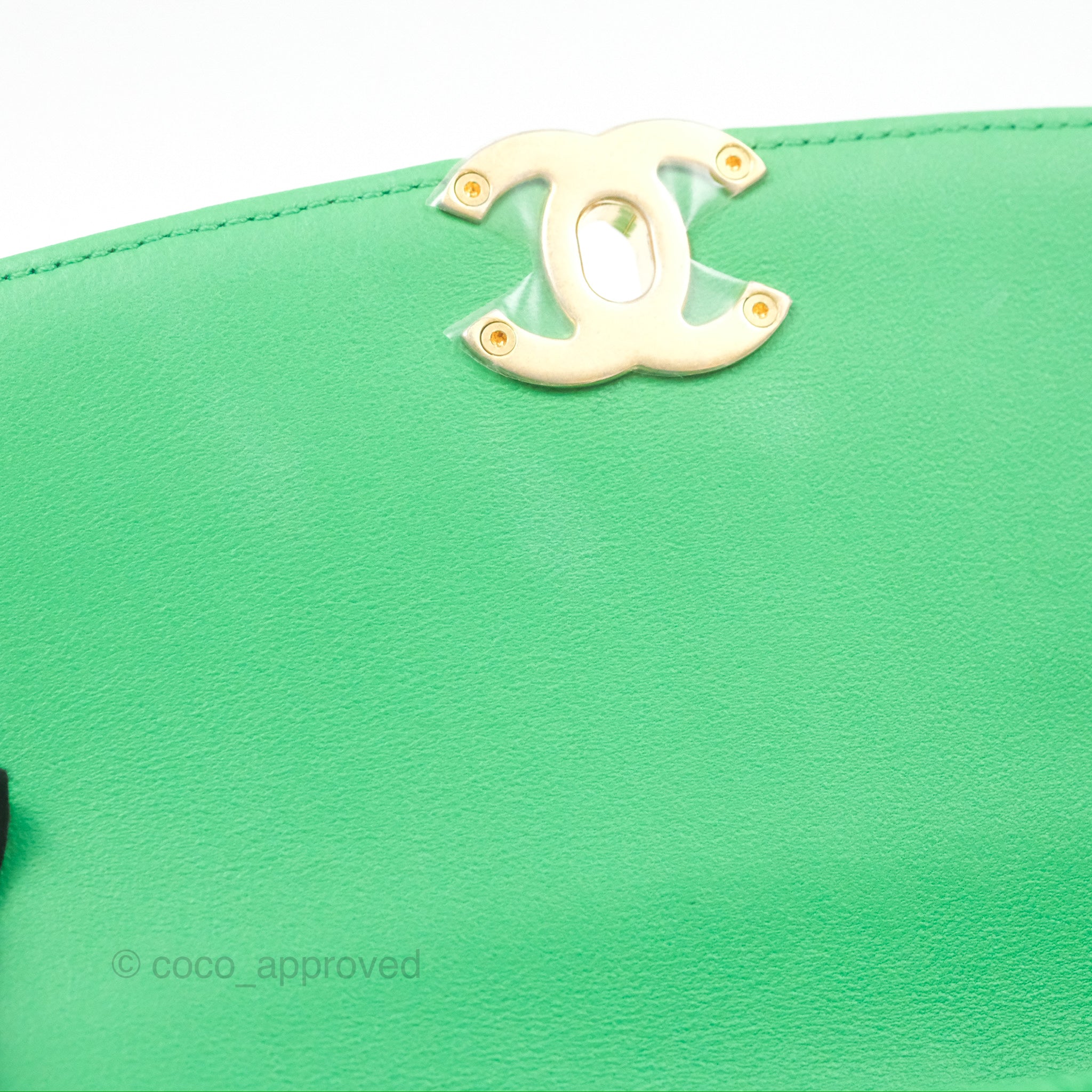 Chanel CC Quilted Flap Bag With Top Handle - Green Calfskin Leather Crossbody Bag with Gold Hardware | Luxury Designer Handbag for Women, Perfect for Date Night & Special Occasions