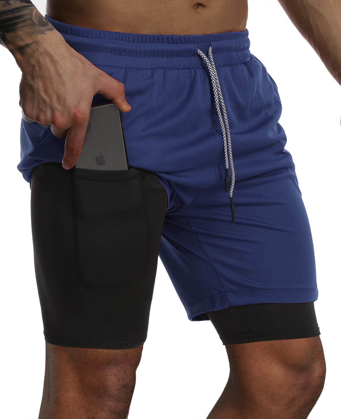 Suwangi Men's 2-in-1 Workout Running Shorts 7