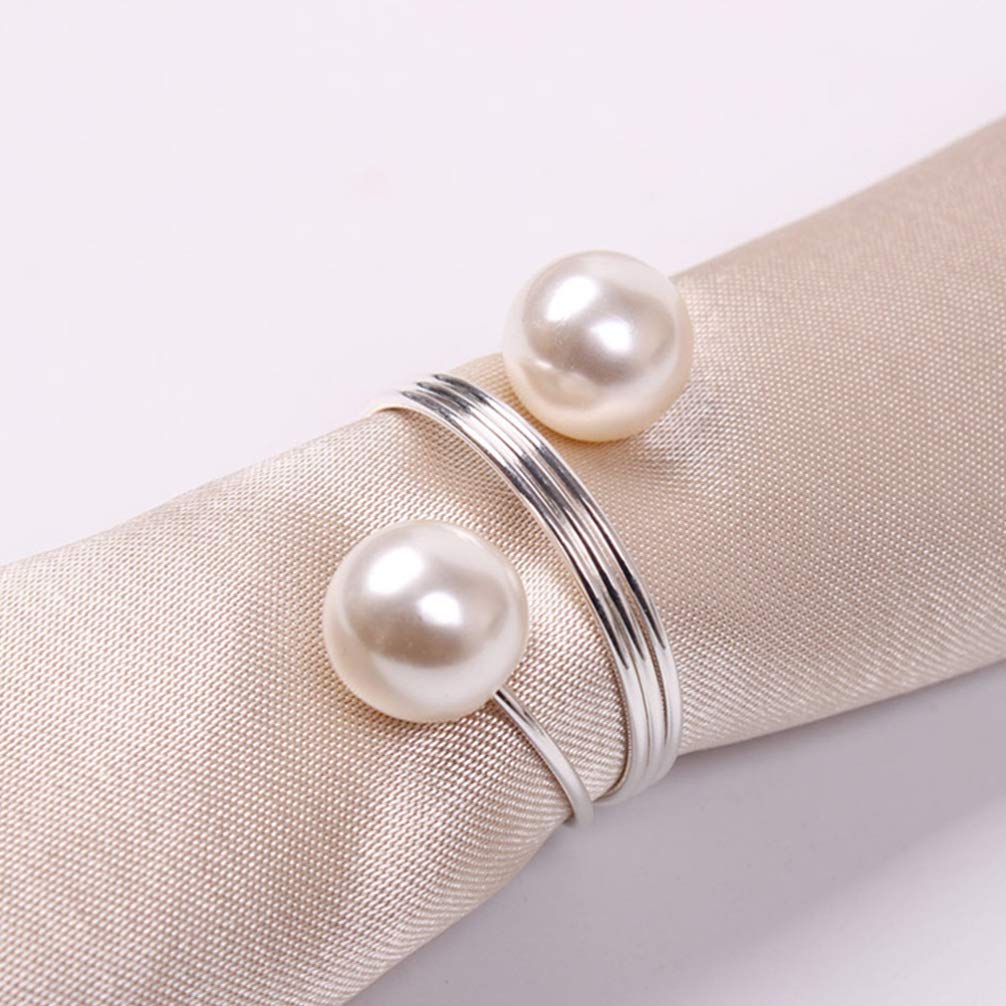 2-Pack Pearl Napkin Rings - Elegant Napkin Holders for Banquet, Dinner Party & Table Decor - Perfect for Weddings, Holidays & Special Occasions