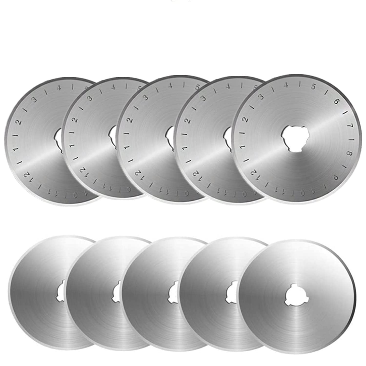 10 Pack 45mm Rotary Cutter Blades - Sharp Replacement Blades for OLFA, Fiskars Rotary Cutters - Perfect for Quilting, Sewing, Leather & Felt Crafts - Durable Fabric Cutting Tool for DIY & Professional Use
