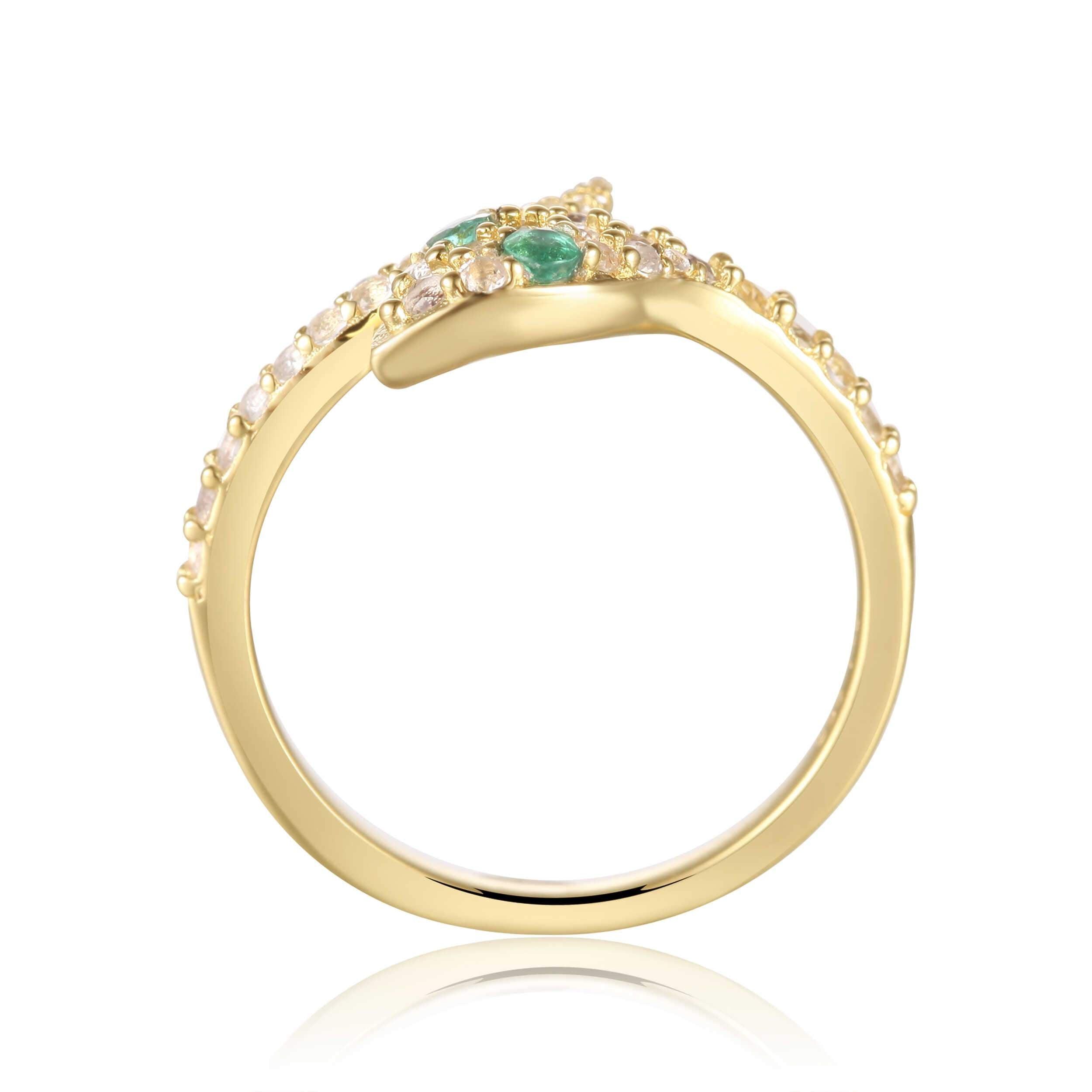 Emerald Green Snake Ring for Women - Elegant Serpent Jewelry for Fashion & Gifts - Perfect for Parties, Weddings & Everyday Wear
