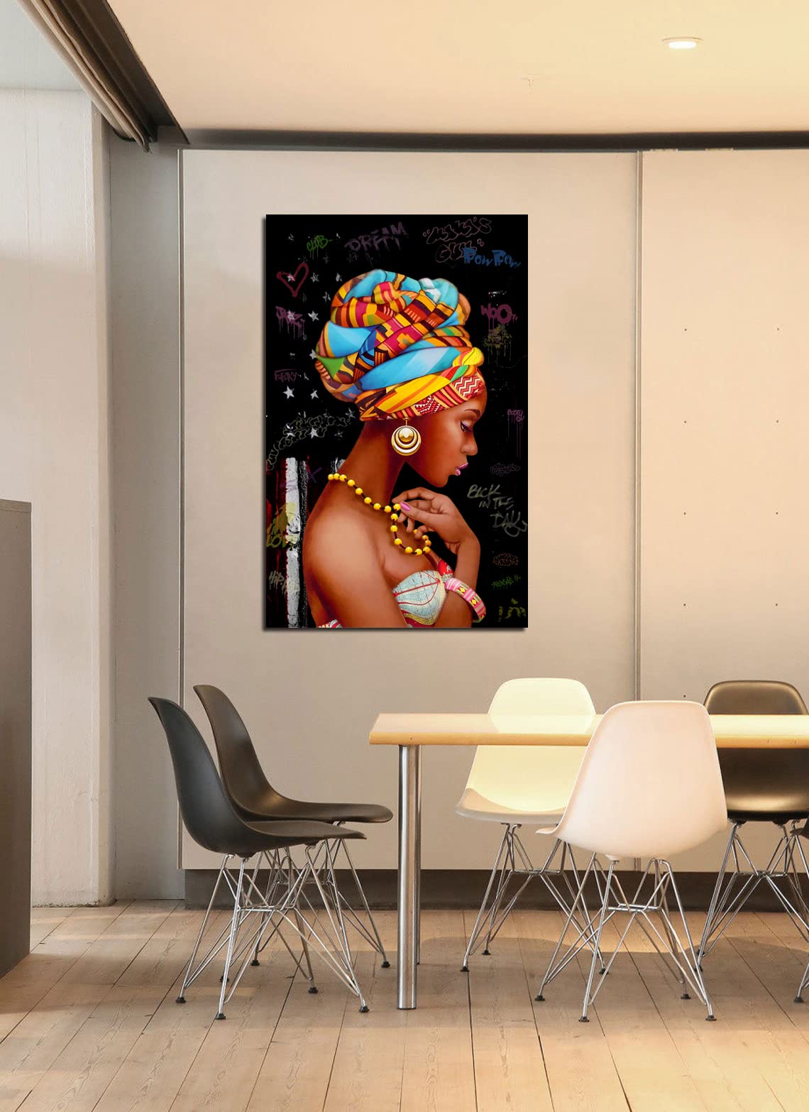 African Queen Wall Art - Framed Black Canvas Decor for Home & Office