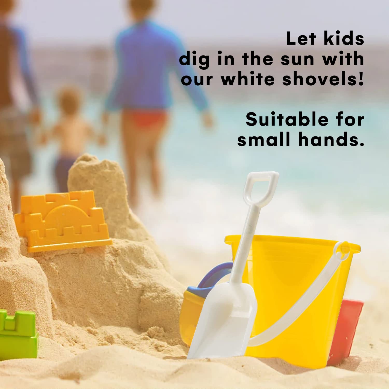 Top Race 6-Pack Kids Beach Toys Set - 5 Sand Pails, Shovels & Sandcastle Molds for Outdoor Play - Durable Sandbox & Pool Accessories for Toddlers - Perfect for Beach, Backyard & Summer Water Activities