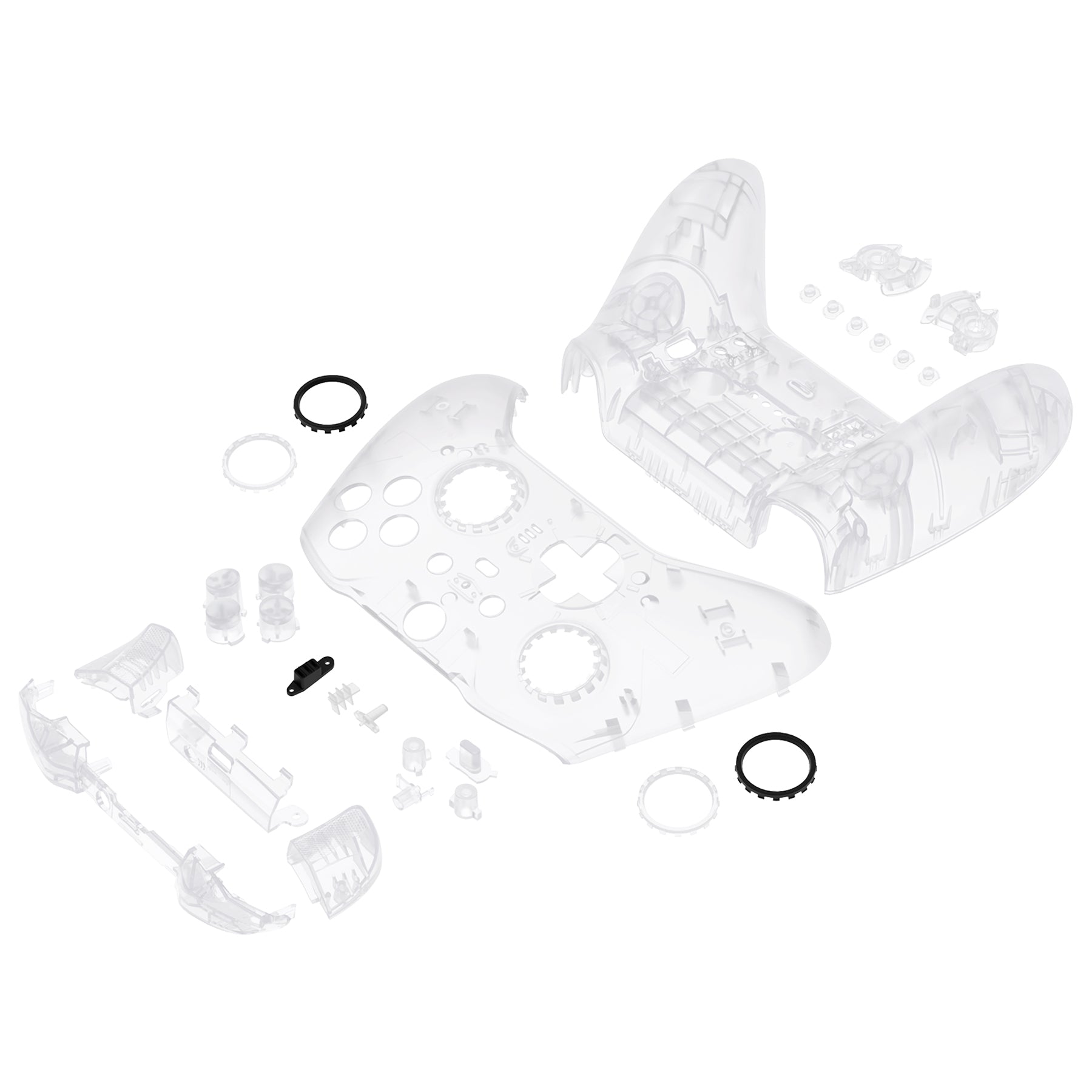 eXtremeRate Clear Full Shell Replacement with Buttons Kit for Xbox One Elite Series 2 & Elite 2 Core Controller (Model 1797) - Customize Your Gaming Experience for Enhanced Comfort and Style