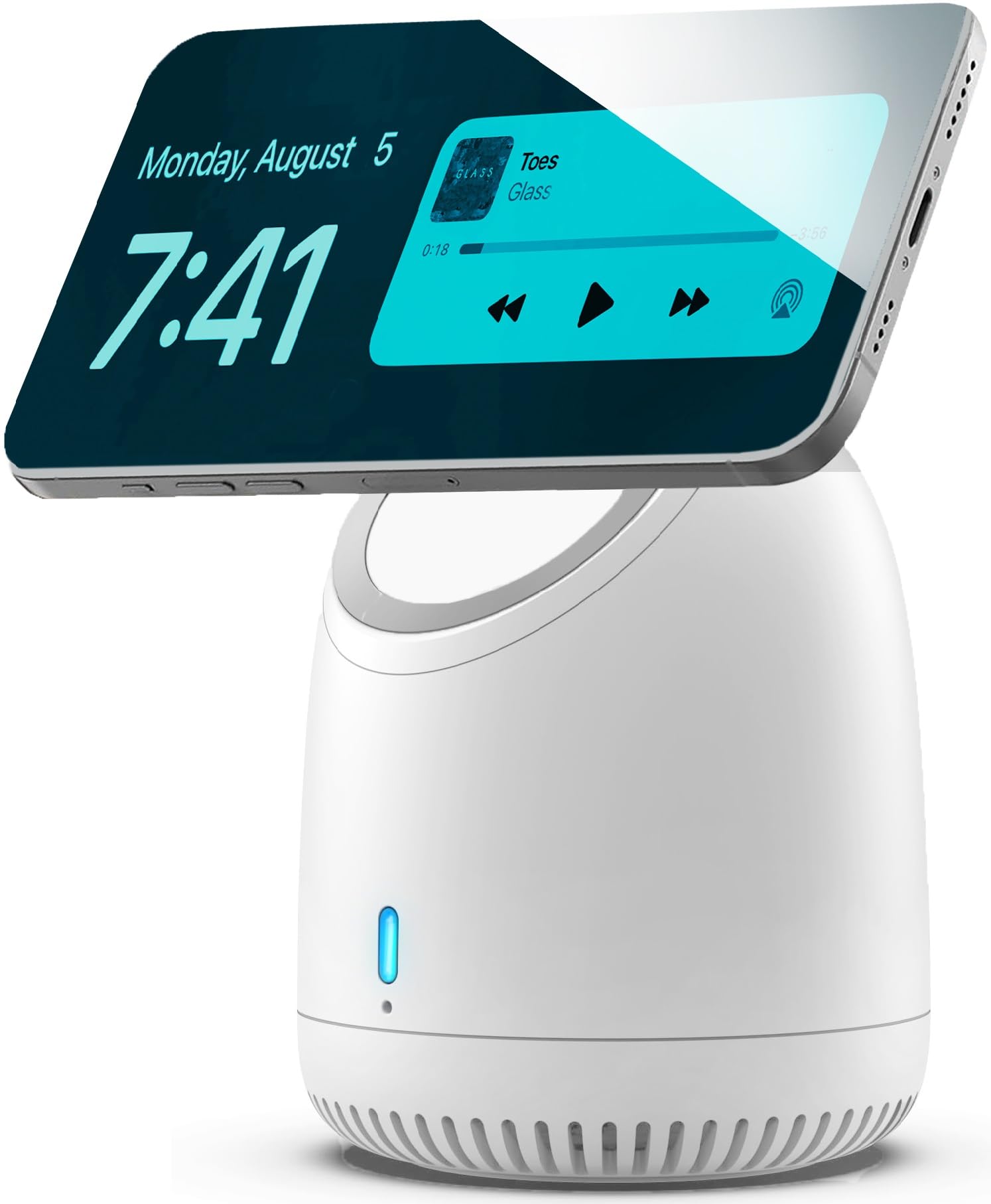 Magnetic Speaker Stand for iPhone with Wireless Charging | MagSafe Compatible Bluetooth Phone Dock | Portable Tech Gift for Men, Women, Teens | Perfect for Home, Office & Travel Use