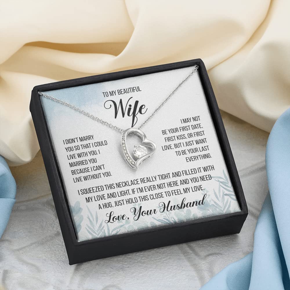 14k White Gold Forever Love Necklace for Wife - Romantic Birthday Gift for Women from Husband - Elegant Hotwife Jewelry for Anniversary, Valentine's Day & Special Occasions