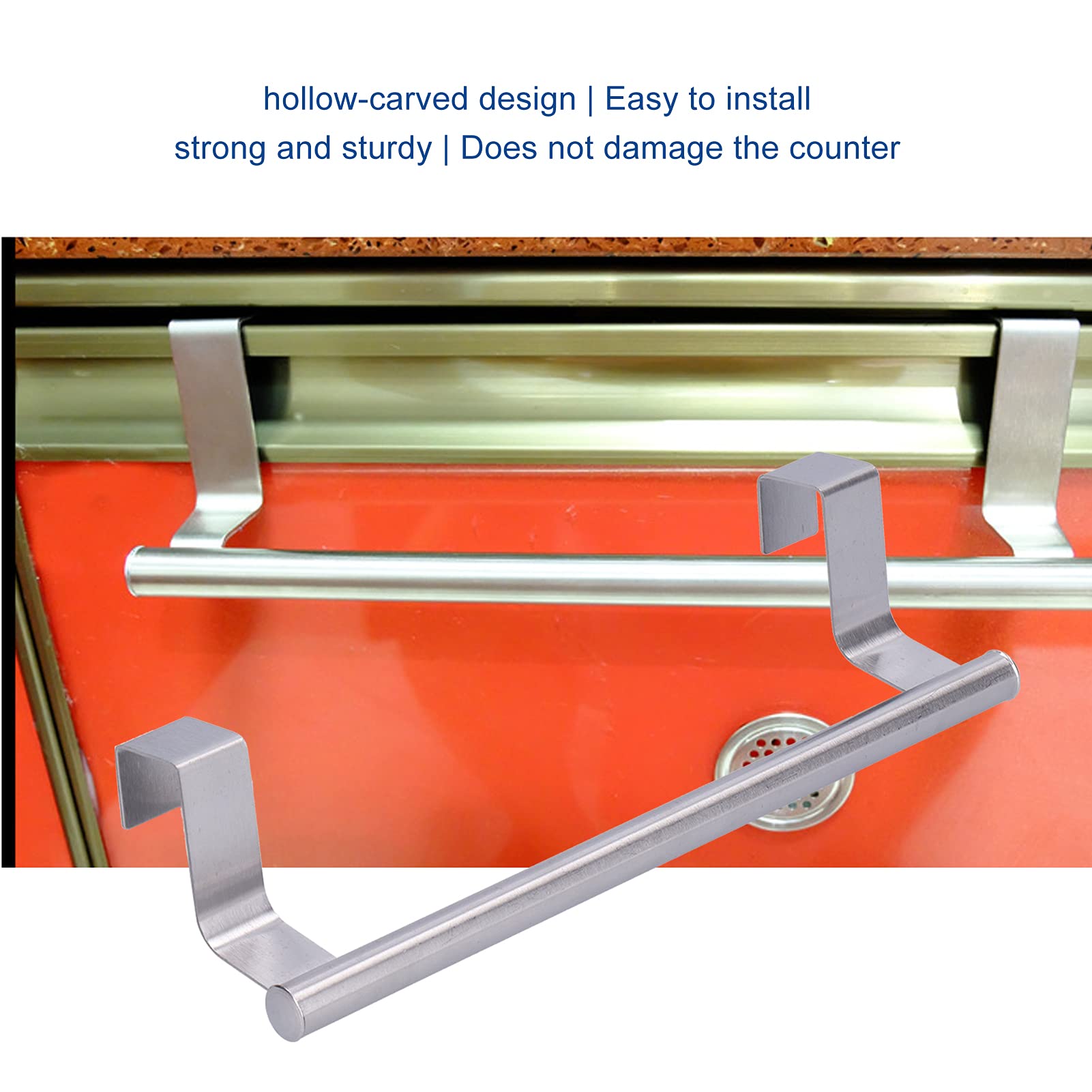 Stainless Steel Towel Rack - 23.5cm Kitchen Towel Holder & Hanger for Cabinet Doors | Space-Saving Organizer for Kitchen, Bathroom & Laundry Room Storage
