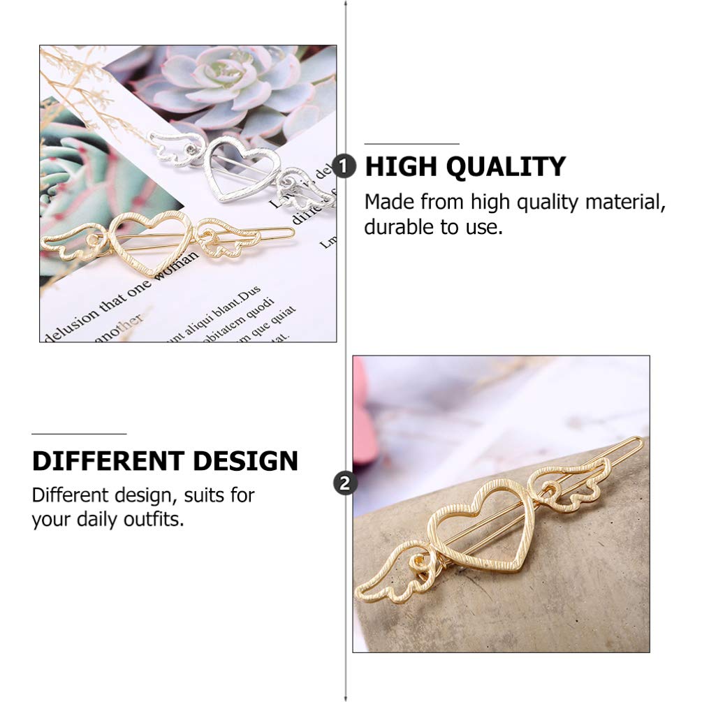 FRCOLOR 4PCS Golden Angel Wing Hair Clips - Elegant Love Heart Bobby Pins for Women & Girls, Bridal Hair Accessories, Perfect for Weddings, Parties & Everyday Styling