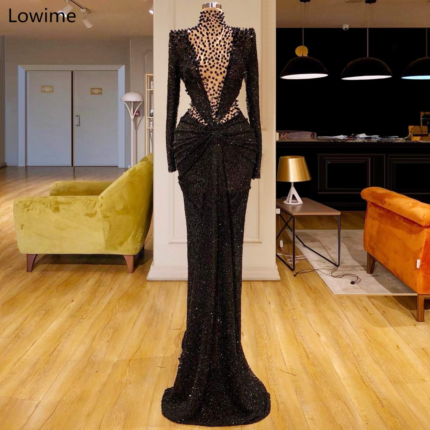 Sparkling Black Sequin Beaded Mermaid Prom Dress for Evening Gala, Wedding, Birthday Party & Special Occasions - Elegant Celebrity Style Gown with Shimmering Details