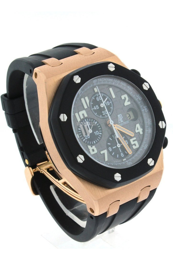 Audemars Piguet Royal Oak Offshore Chronograph Men's Watch - 18kt Rose Gold Case, Black Dial, Black Rubber Strap Ref.26178OK.OO.D002CA.01 - Luxury Sports Watch for Business & Formal Occasions