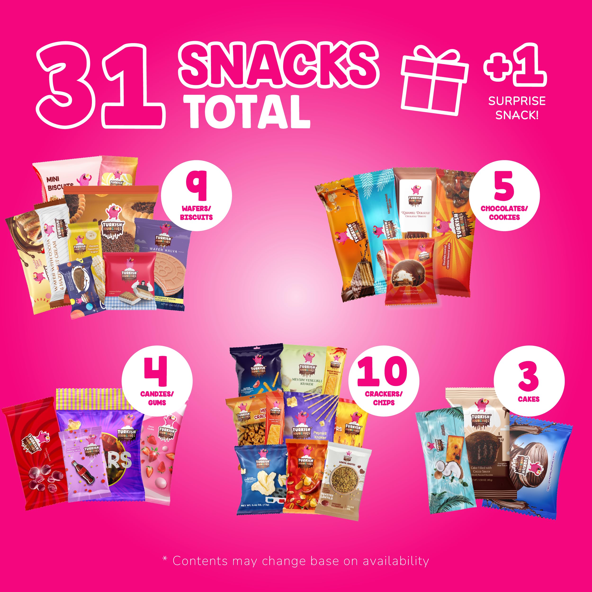 Premium International Snack Box - 32 Full-Size Exotic Snacks from Turkey & Worldwide | Unique Gourmet Candy Gift Set for Foodies | Perfect for Office Snacking, Travel Treats & Cultural Food Exploration