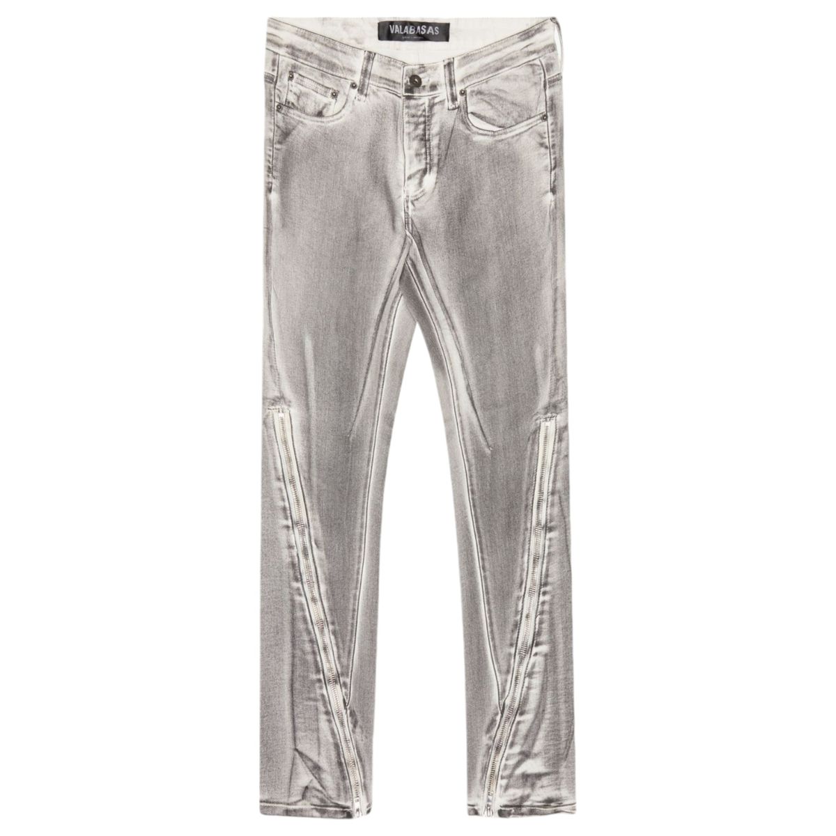 VALABASAS Women's White & Grey Skinny Denim Jeans - High Waist Stretch Runners for Casual Wear & Street Style