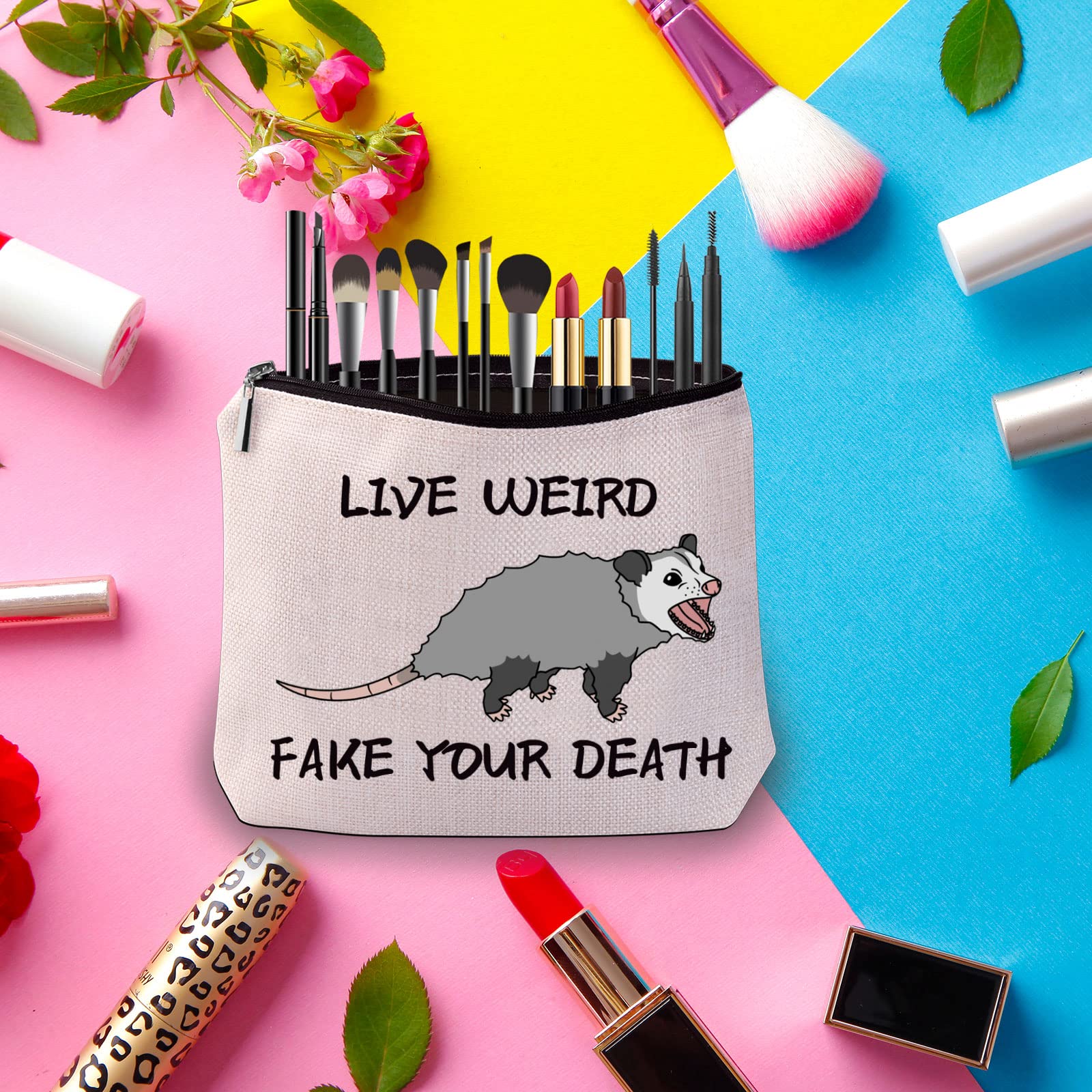 Funny Opossum Lover Gift - Unique Fake Your Death Makeup Bag for Opossum Moms - Perfect for Halloween, Cosplay & Animal Enthusiasts