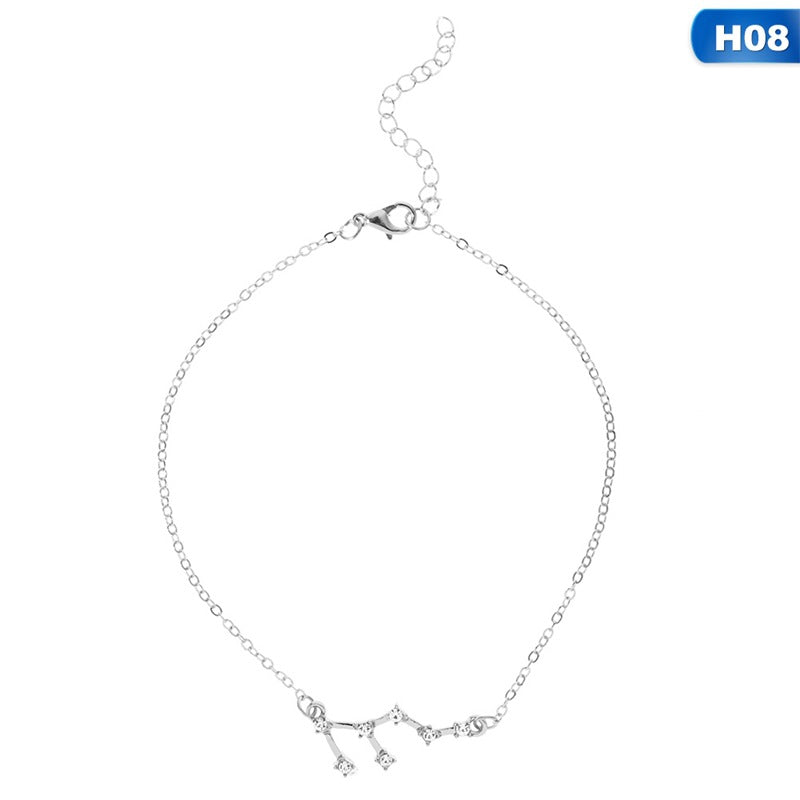 12 Constellation Charm Anklet - Zodiac Star Sign Foot Jewelry for Women, Perfect for Beach Parties & Boho Fashion