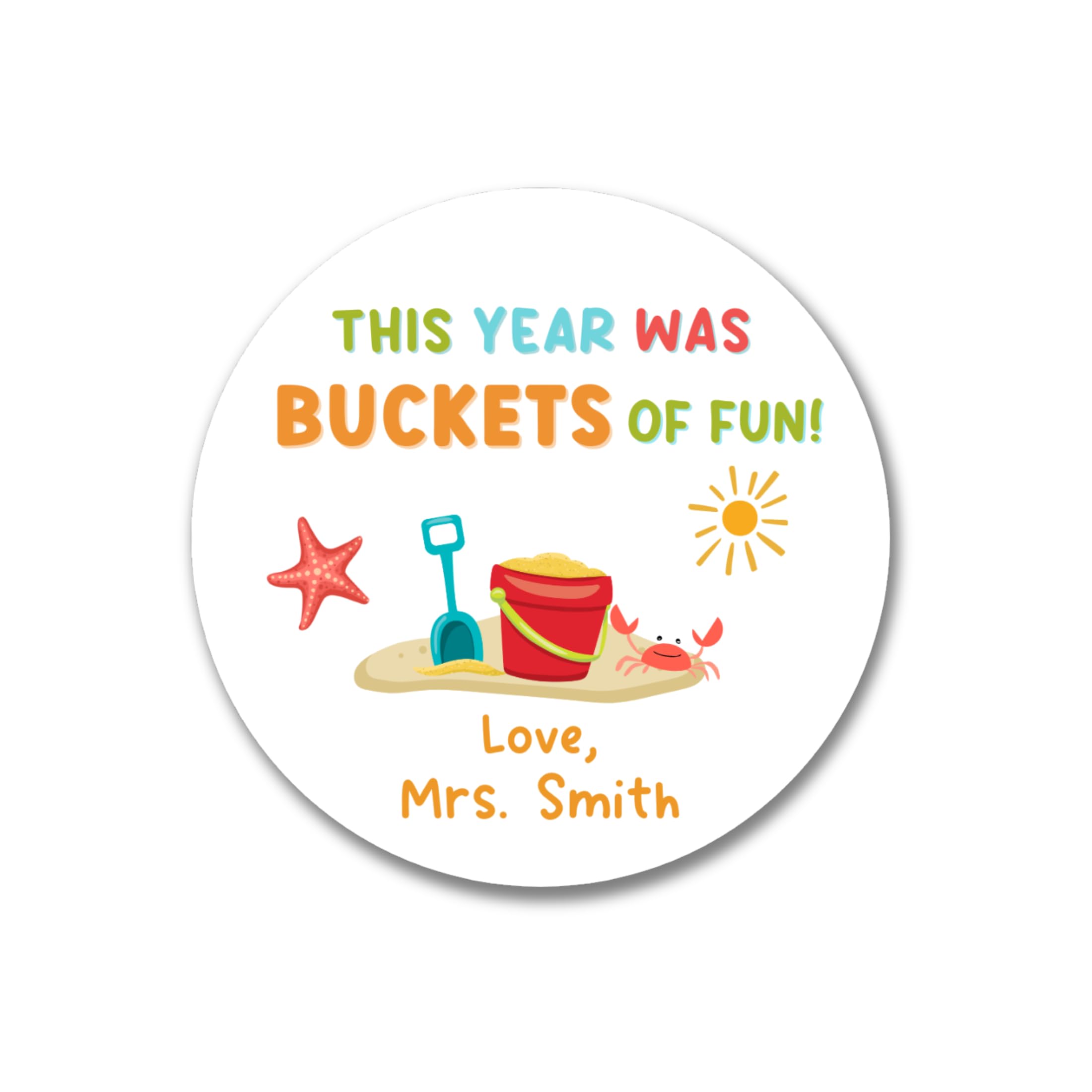 Personalized 'This Year Was Buckets of Fun' Stickers - 2