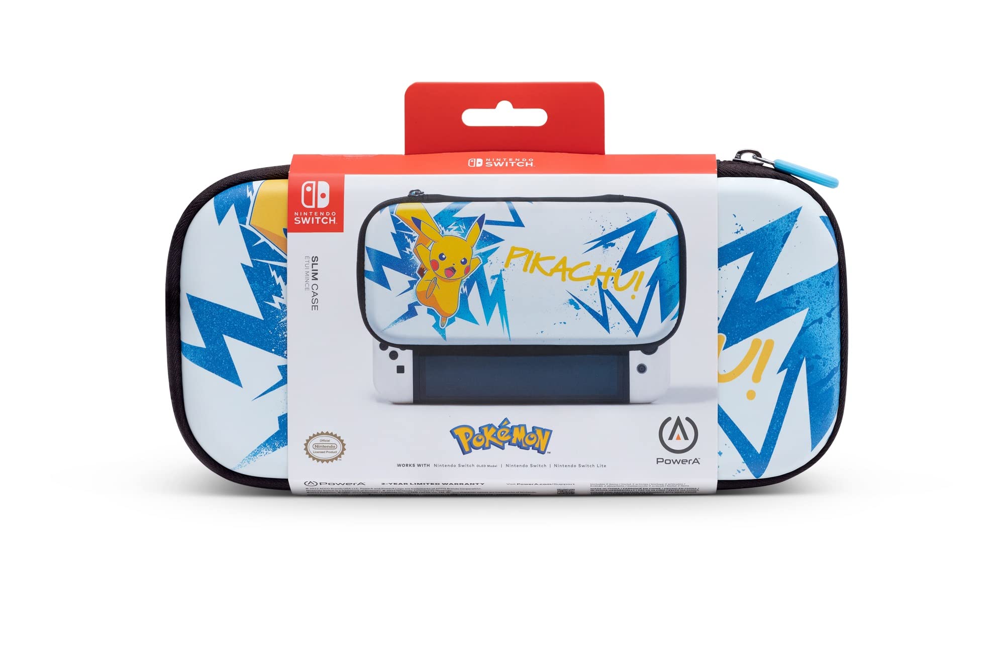 PowerA Travel Pro Slim Case for Nintendo Switch OLED, Switch & Switch Lite - Pikachu High Voltage Design | Protective Carrying Case for Gaming On-The-Go, Travel & Daily Commute