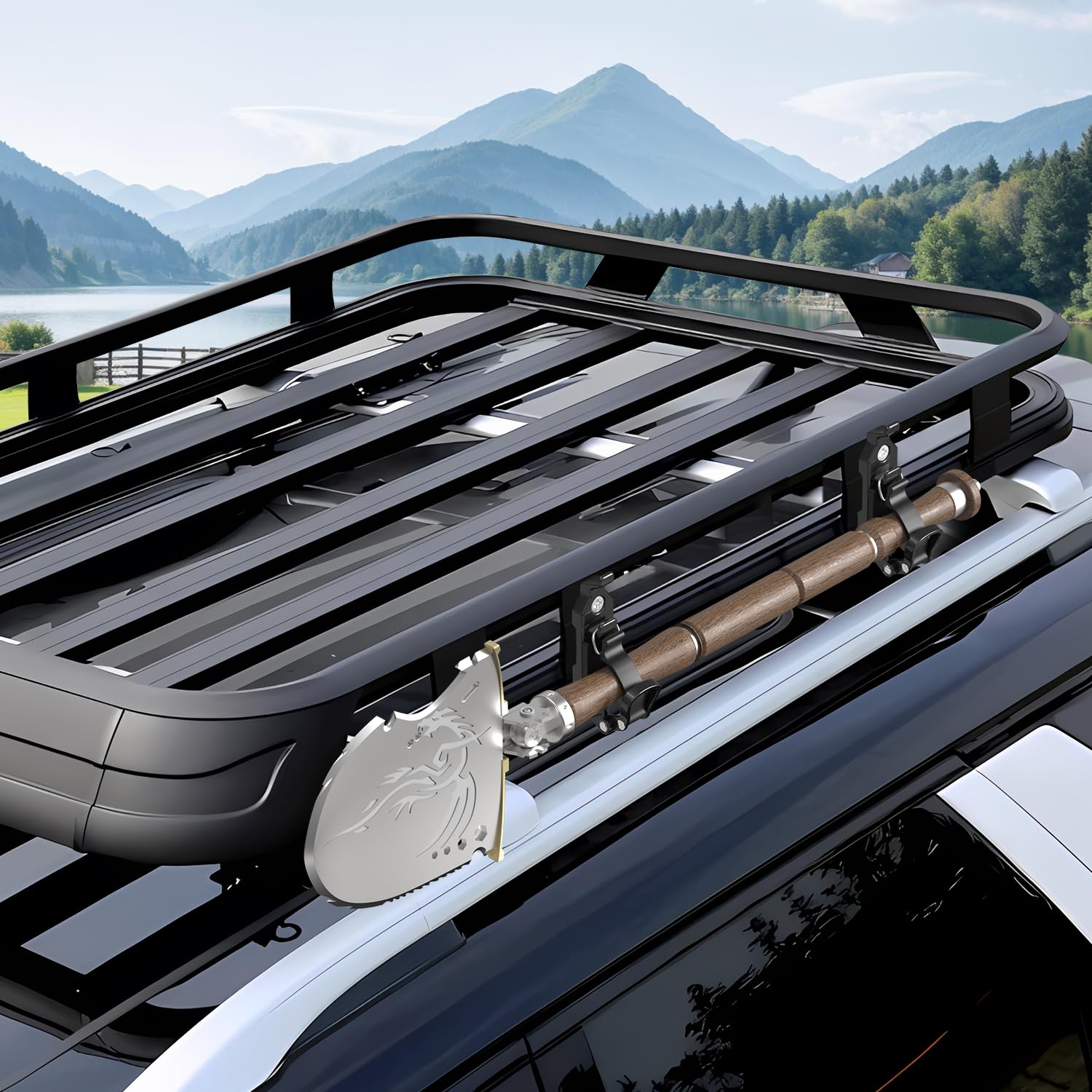 Heavy-Duty Roof Rack Shovel Mount - 6-Piece Black Metal Rubber Clamp Brackets for Axe & Shovel Storage | Truck, Offroad & Overland Vehicle Accessories | Perfect for Adventure Gear Organization on Jeep, SUV & Pickup Roof Racks