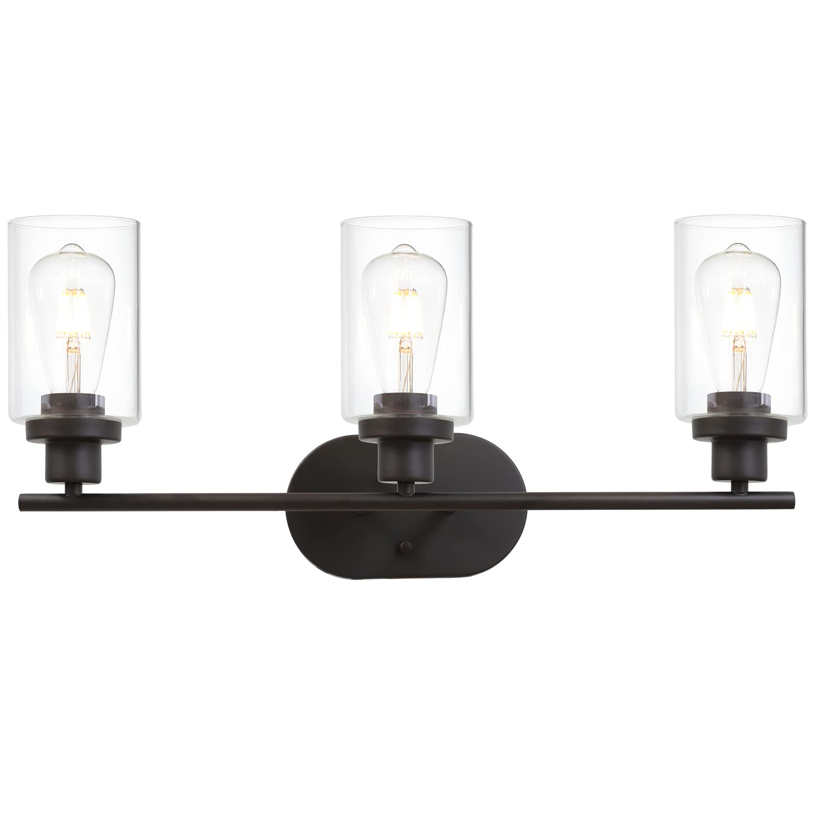 VINLUZ 3-Light Bathroom Vanity Light Fixture in Oil Rubbed Bronze - Perfect for Modern Bathroom, Powder Room, and Dressing Room Lighting