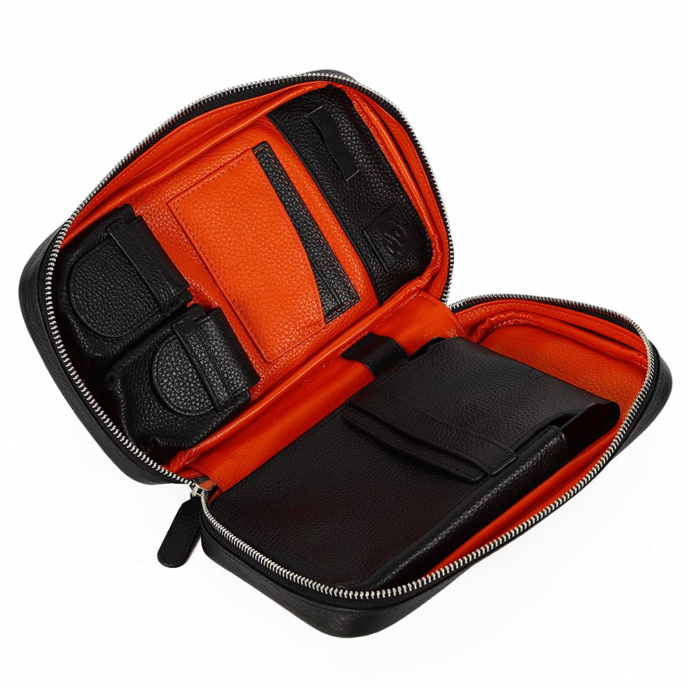 Premium Leather Cigar Travel Case - Holds 5 Cigars, Compact & Portable Cigar Storage Box for Men, Luxury Leather Cigar Humidor, Perfect Cigar Accessories Gift Set - Ideal for Travel, Business Trips & Outdoor Adventures