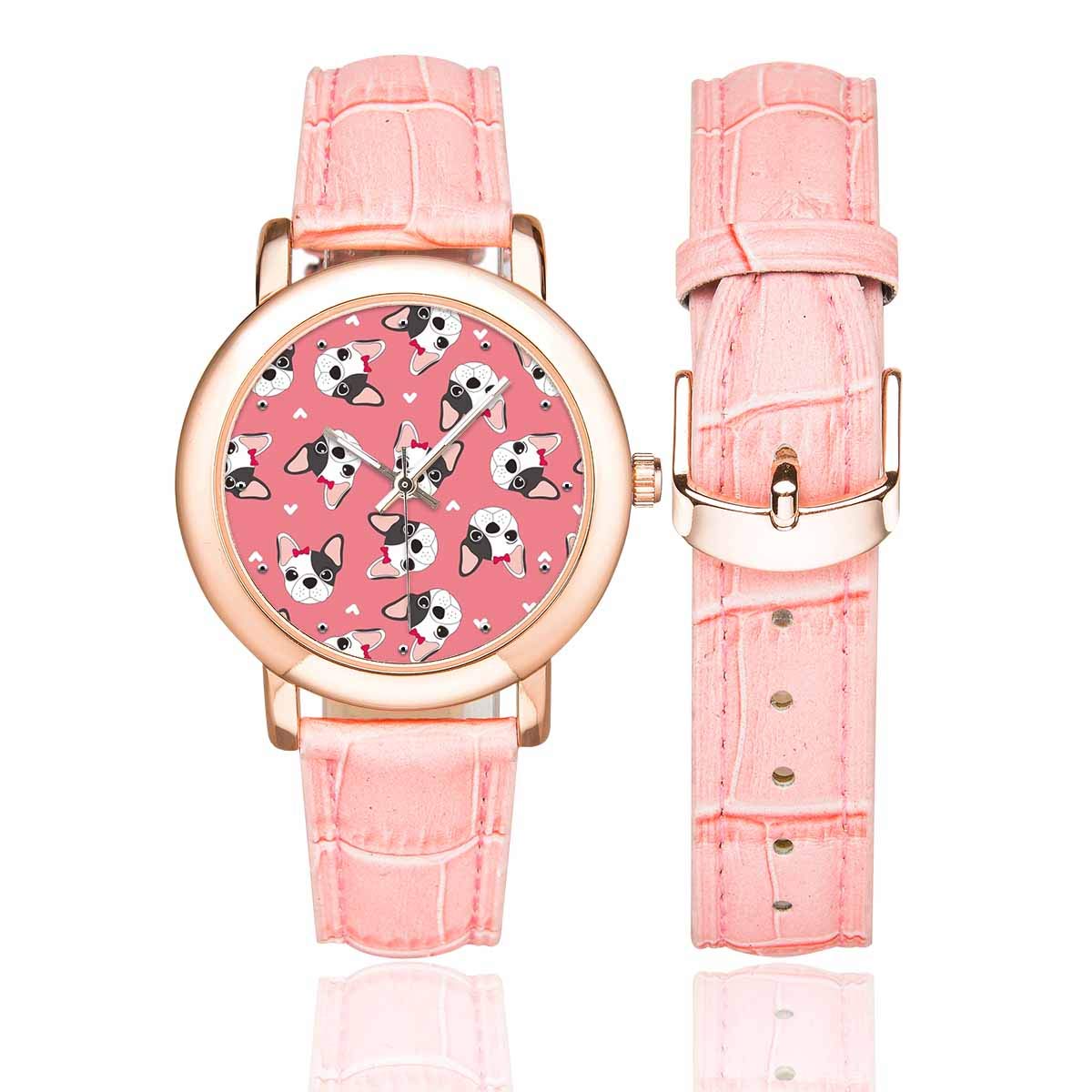 Cute Cartoon Animal Women's Rose Gold Watch - Pink Leather Strap Wristwatch for Casual Wear & Fashion Accessories | Perfect Gift for Girls, Teens & Women | InterestPrint