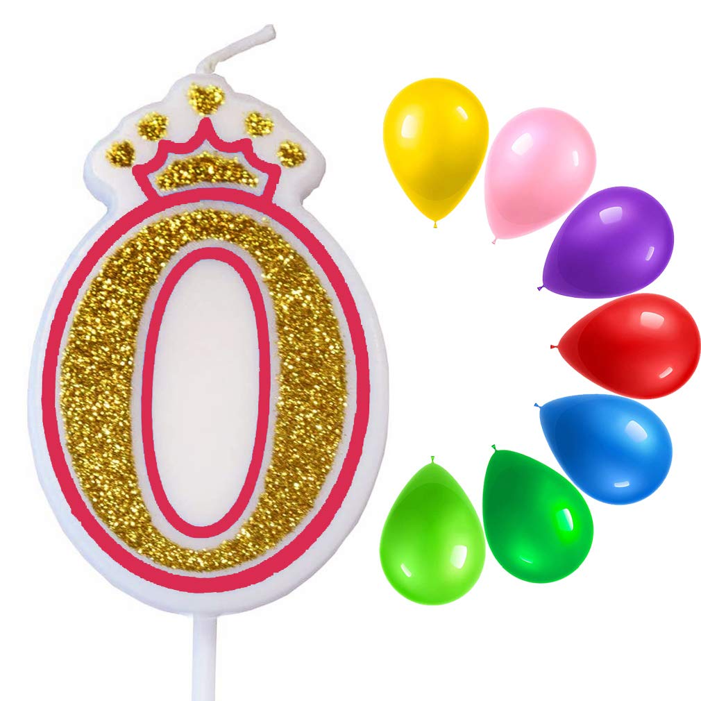 Happy Birthday Candles - Glitter Number 0 Cake Candle with Colorful Balloons for Birthday Cake Topper Decoration | Perfect for Boys, Girls, Kids & Adults Birthday Parties | Great for Birthday Cakes, Cupcakes & Party Decorations