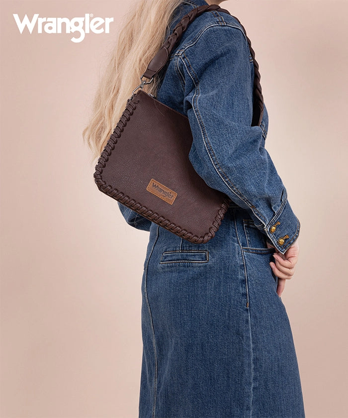 Wrangler Braided Crossbody Bag for Women - Stylish Leather Shoulder Purse with Adjustable Strap, Perfect for Travel, Shopping & Everyday Use