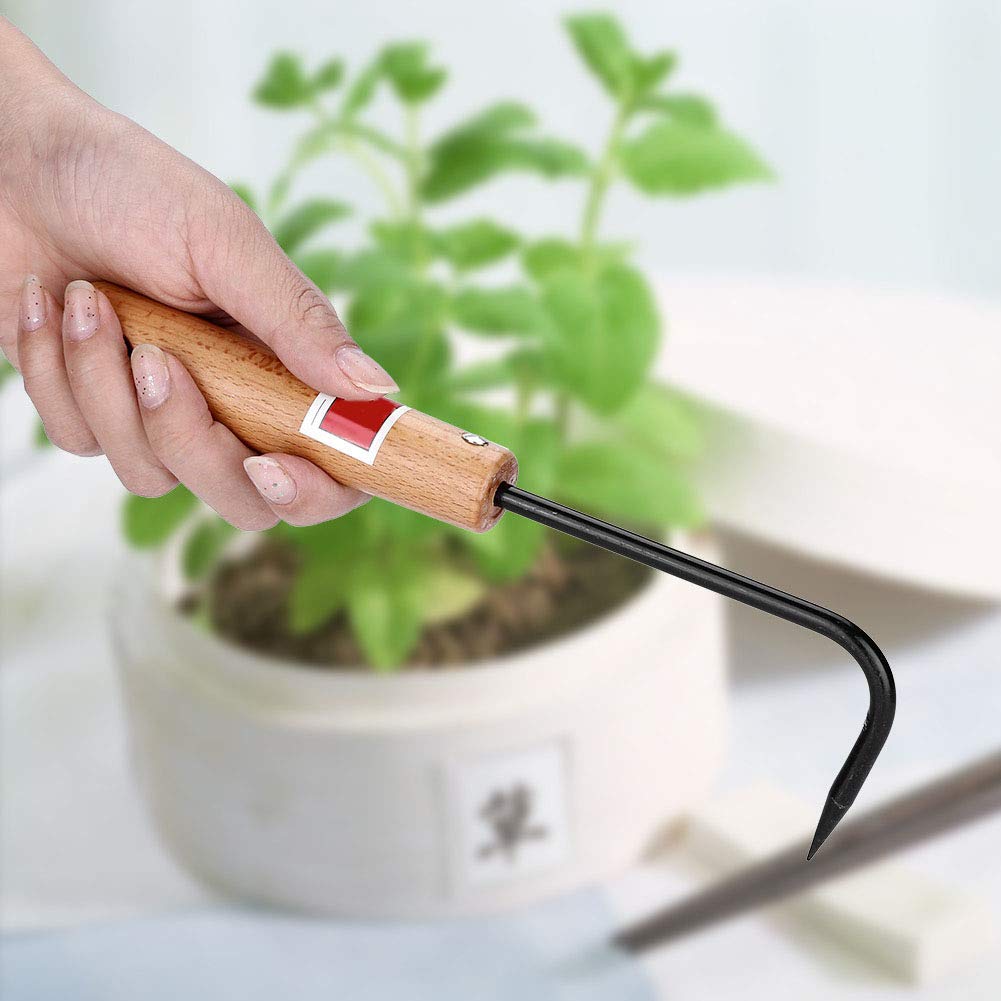 AYNEFY Bonsai Root Hook - Wooden Handle Gardening Tool for Loosening Soil, Weeding, Digging, Edging & Repotting Plants | Perfect for Bonsai Care, Garden Planting & Landscaping
