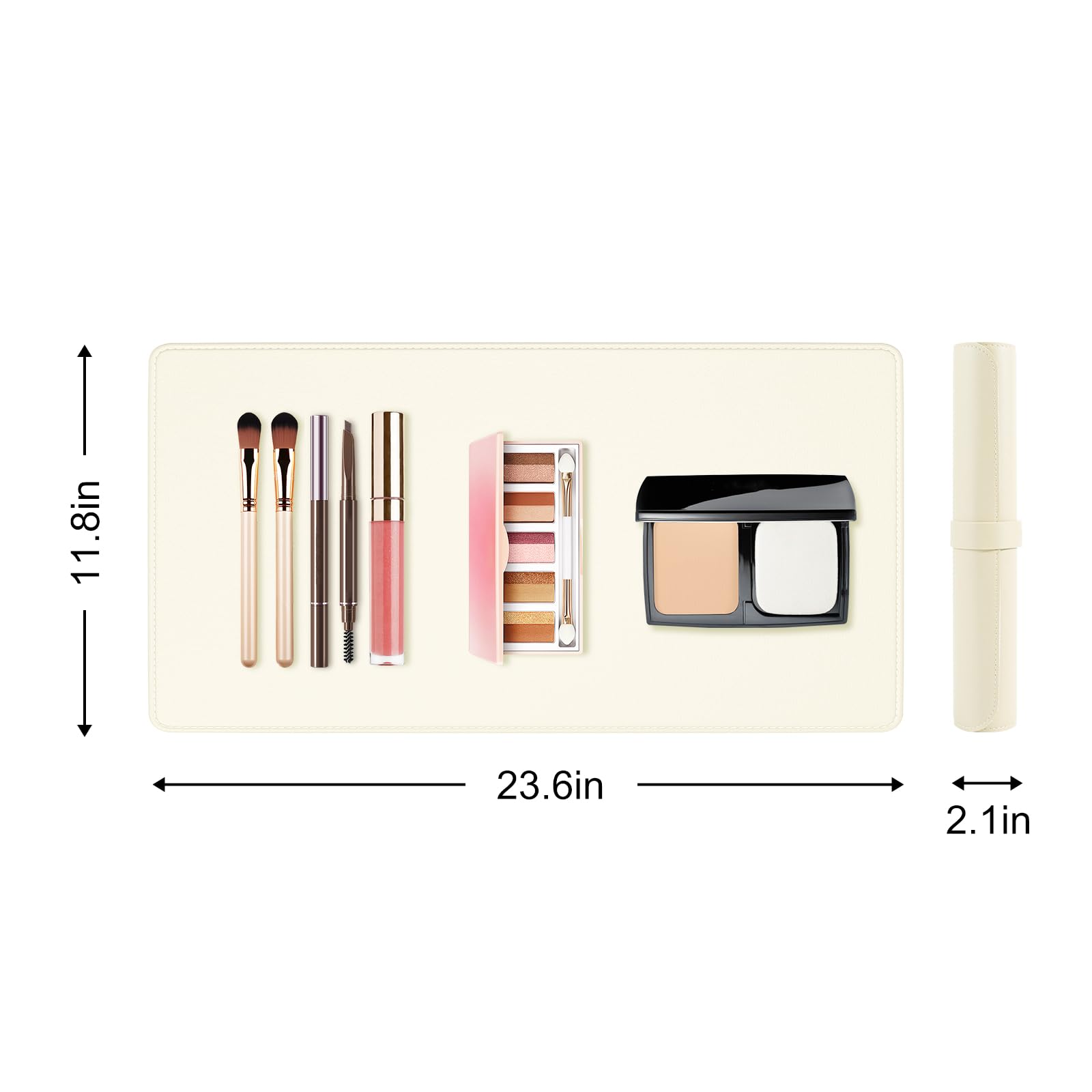 Waterproof Oilproof Makeup Vanity Mat - Dual-Sided Non-Slip Vanity Protector for Makeup Table (23.6x11.8in, Beige) | Perfect for Home Vanity Decor & Beauty Routine Organization