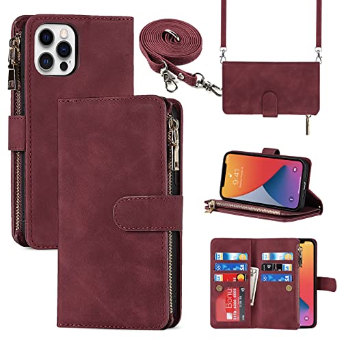 9 Card Slots Lanyard Burgundy