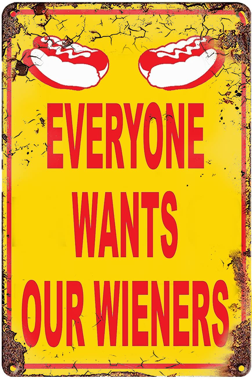 Vintage Metal Tin Sign - Hot Dog Wiener Stand & Food Truck Decor - 8x12 Inch Retro Wall Art for Home, Bar, Coffee Shop & Kitchen - Indoor/Outdoor Use for Restaurants, Diners & Man Caves