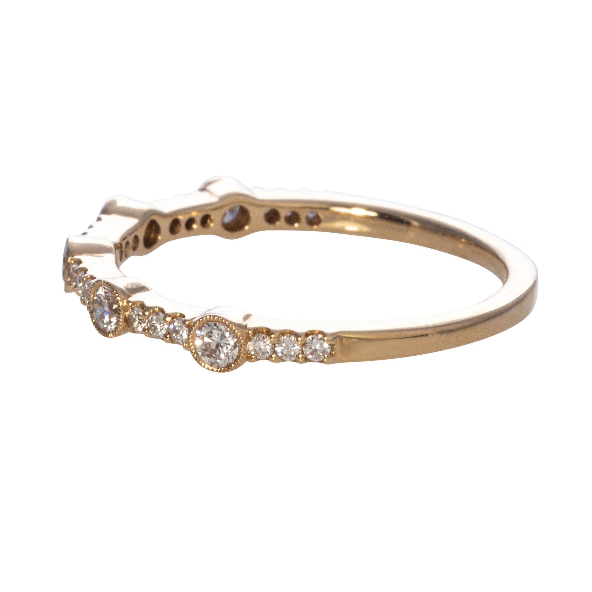 0.34ctw Diamond Bezel Station Halfway 14K Yellow Gold Wedding Band Ring - Perfect for Engagement, Anniversary & Everyday Elegance