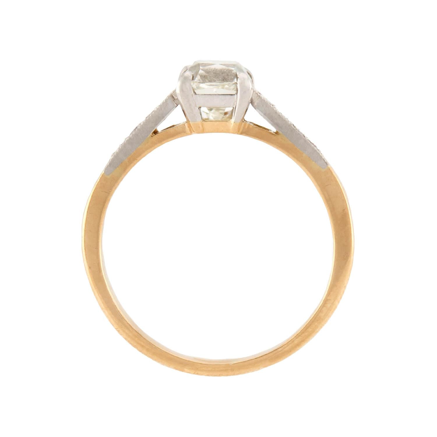 14K/Platinum Edwardian Peruzzi Cut Diamond Ring - 1.10ct Vintage Engagement Ring for Women, Perfect for Weddings, Anniversaries & Special Occasions