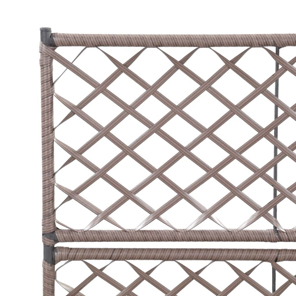 CHARMMA Trellis Raised Garden Bed with 2 Plant Pots - 22.8x11.8x42.1 Inches Poly Rattan Planter Box - Brown Outdoor Gardening Solution - Perfect for Small Spaces, Balconies & Patios