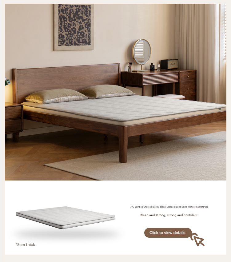 Solid Black Walnut Wood Bed Frame - Queen Size, Natural Wood Grain, Sturdy Platform Bed - Perfect for Modern, Farmhouse & Rustic Bedroom Decor