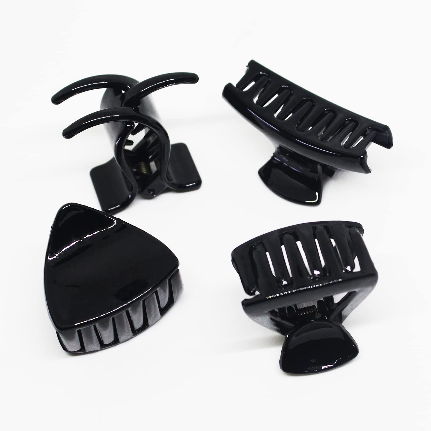 NSB Herbals Black Plastic Hair Claw Clips for Women & Girls - Medium Size Trendy Hair Accessories (4-Pack) - Perfect for School, Work, Parties & Everyday Styling