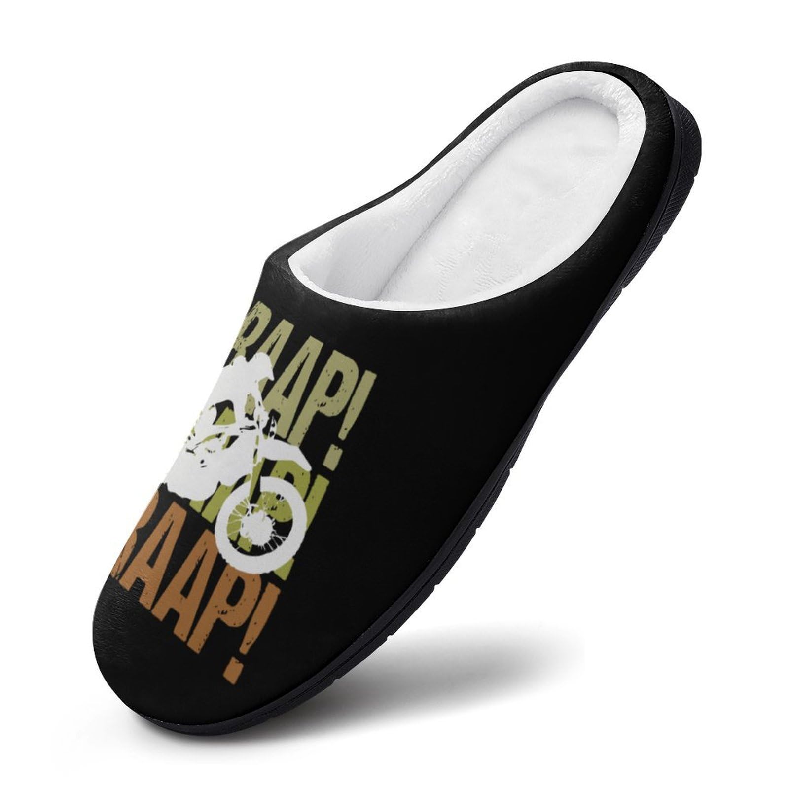 Dirt Bike Motocross Men's Non-Slip Winter House Slippers with Rubber Sole - Warm Indoor Shoes for Home, Travel & Relaxation