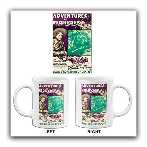 Vintage 1940 Adventures of Red Ryder Movie Poster Mug - Collectible Film Memorabilia Coffee Cup - Perfect for Movie Lovers & Western Fans