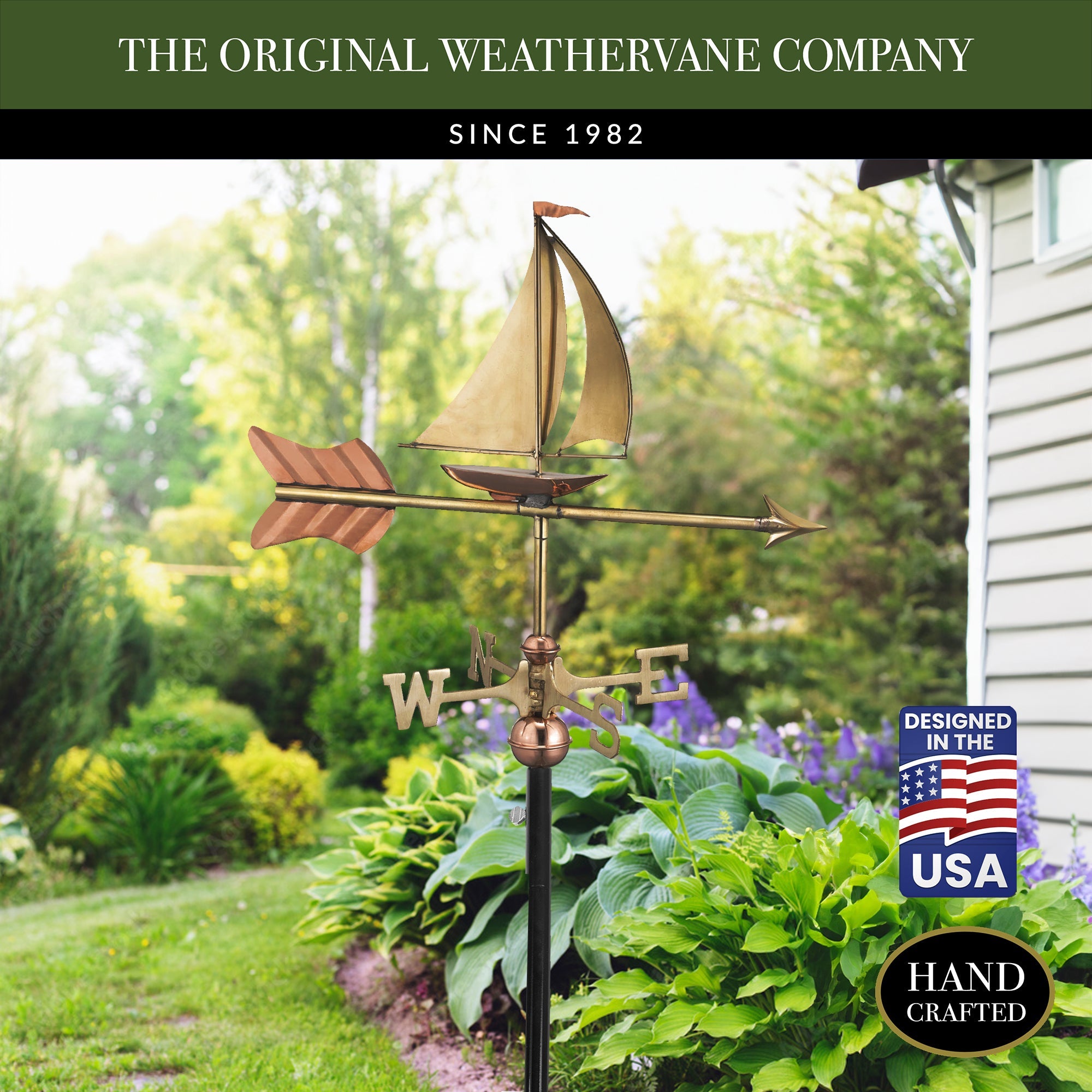 Handcrafted Sailboat Garden Weathervane - Nautical Outdoor Decor for Yard, Patio & Garden - Perfect for Coastal & Beach House Themes