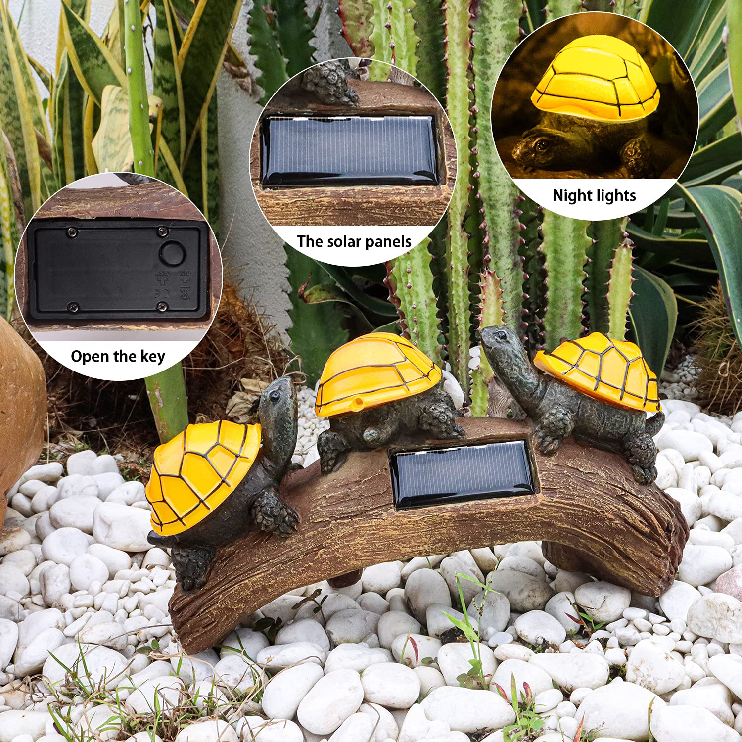 Solar Powered LED Turtle Garden Lights - Waterproof Outdoor Figurine Statues for Yard, Pathway, Walkway & Patio Decor | Perfect for Garden Landscaping, Backyard Lighting & Nighttime Ambience