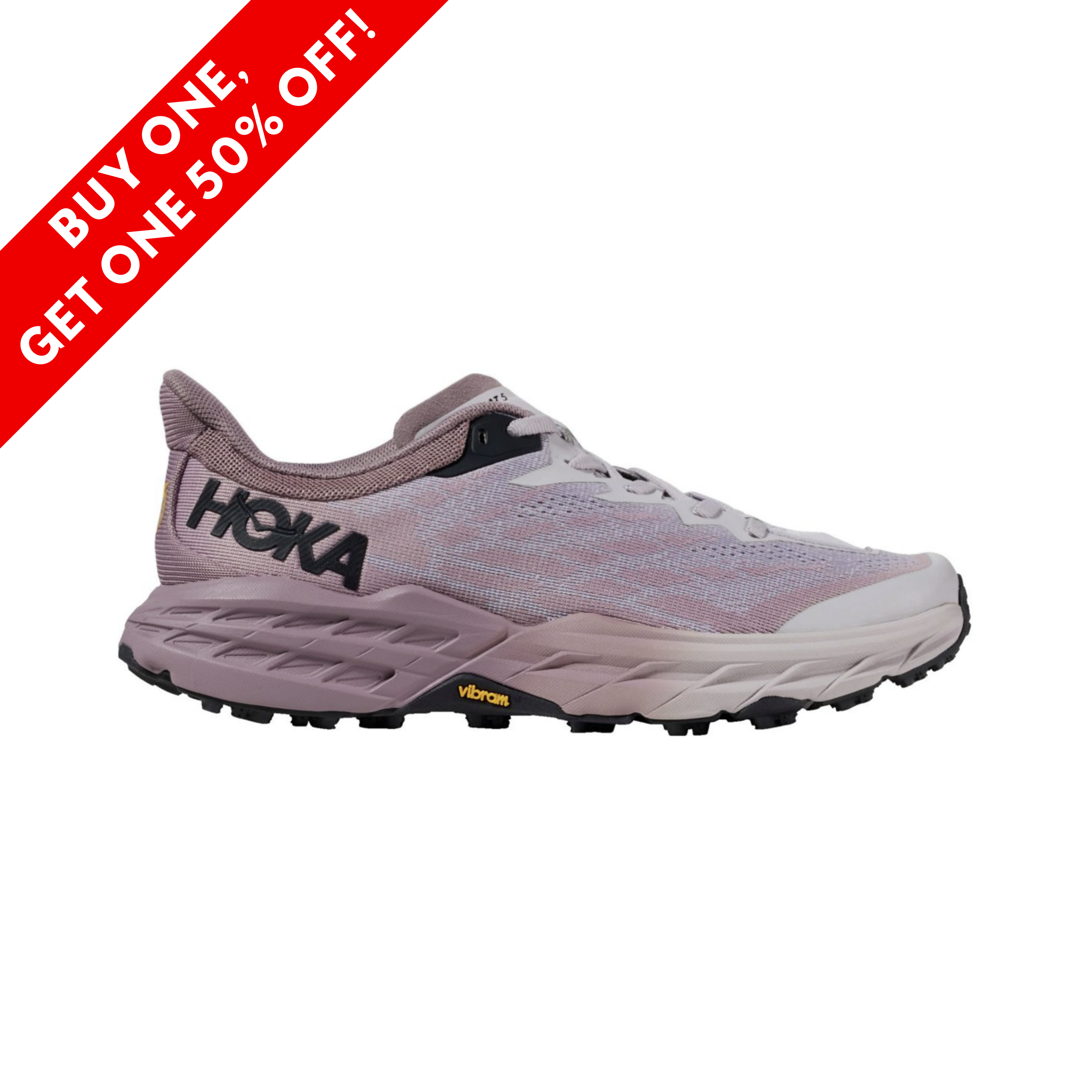 Women's Hoka Speedgoat 5 Trail Running Shoes - Elderberry/Lilac Marble (B Width) | Lightweight Cushioned for Hiking & Outdoor Adventures