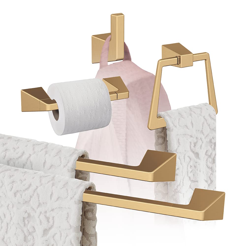 Amerock Champagne Bronze Blackrock 5-Piece Bathroom Accessories Set - Modern Vanity Organizer for Bathroom Countertop Decor