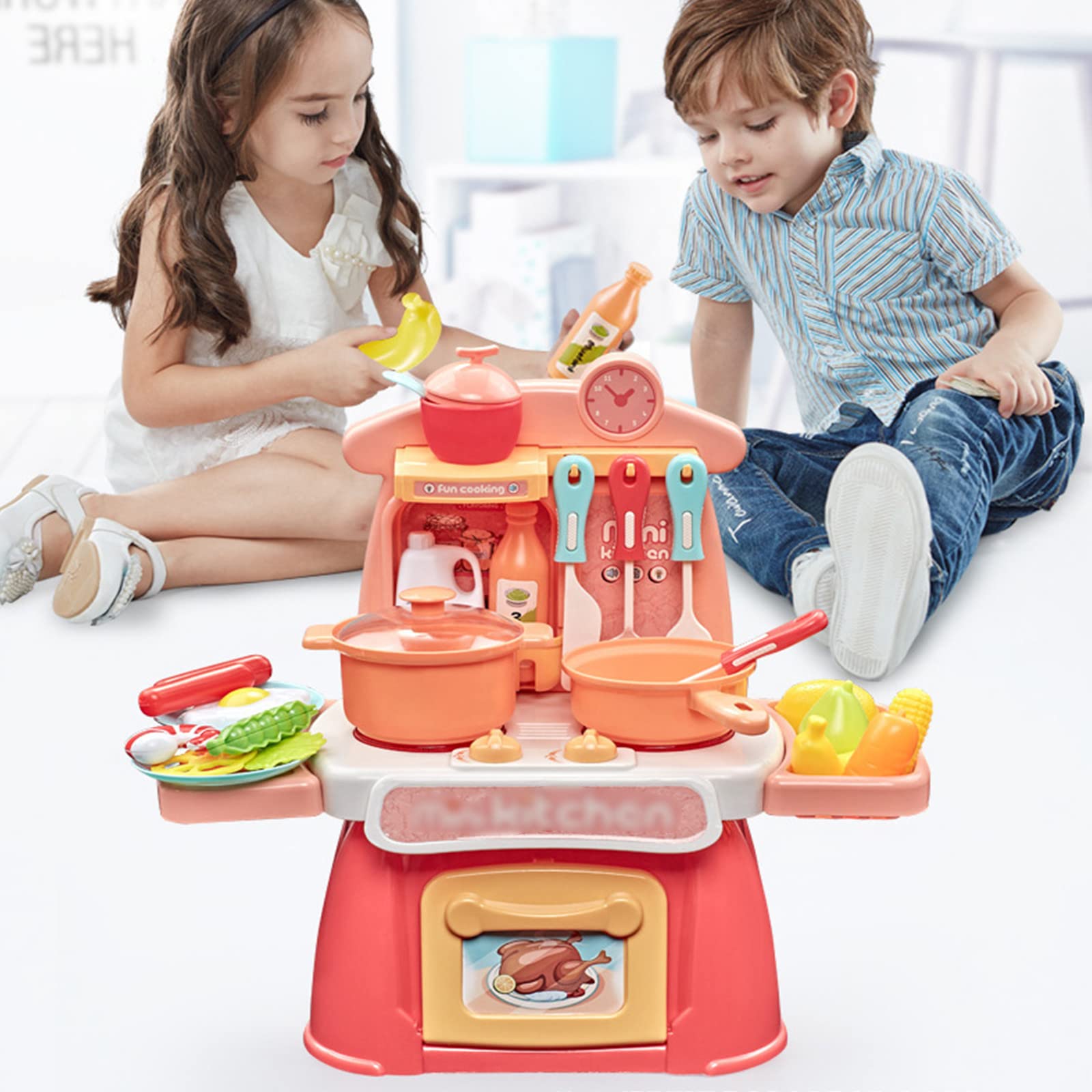 **Realistic Mini Kitchen Play Set with Lights & Sounds - Pretend Cooking Toys for Toddlers & Kids - Indoor Pretend Play for Girls & Boys - Perfect for Role Play & Early Learning**