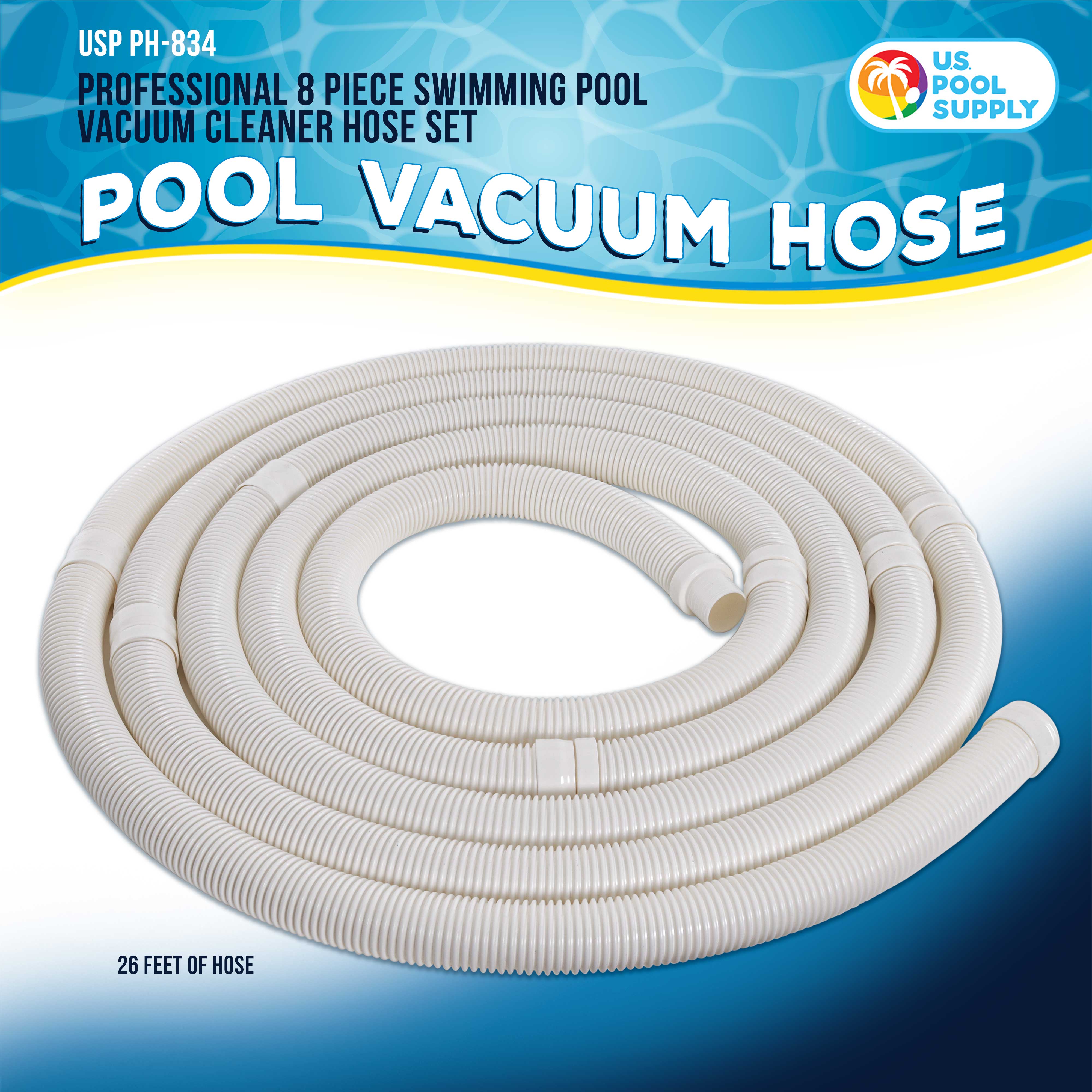 Professional 8-Piece Swimming Pool Vacuum Cleaner Hose Set - 40ft Flexible Spiral Wound with 1.5
