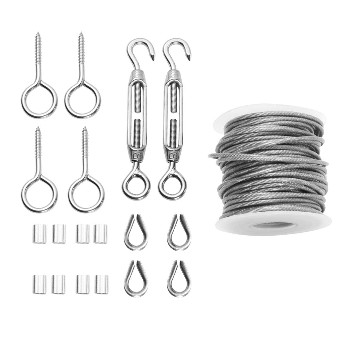 19Pcs Stainless Steel Rope Globe String Lights Hanging Kit - Outdoor Waterproof LED Fairy Lights for Deck, Railing, Balcony & Garden Decor (DIY Installation) | Perfect for Patio, Wedding & Backyard Lighting