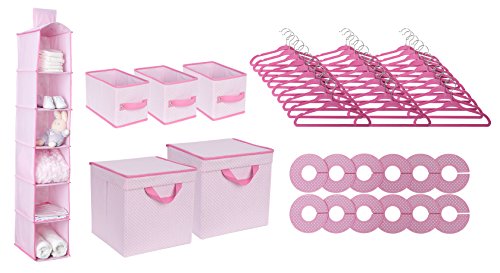 Delta Children Nursery Storage 48-Piece Set | Easy Storage & Organization Solution for Baby Clothes, Toys & Essentials | Keeps Nursery, Bedroom & Closet Tidy | Barely Pink | Perfect for Newborns, Toddlers & Kids Rooms