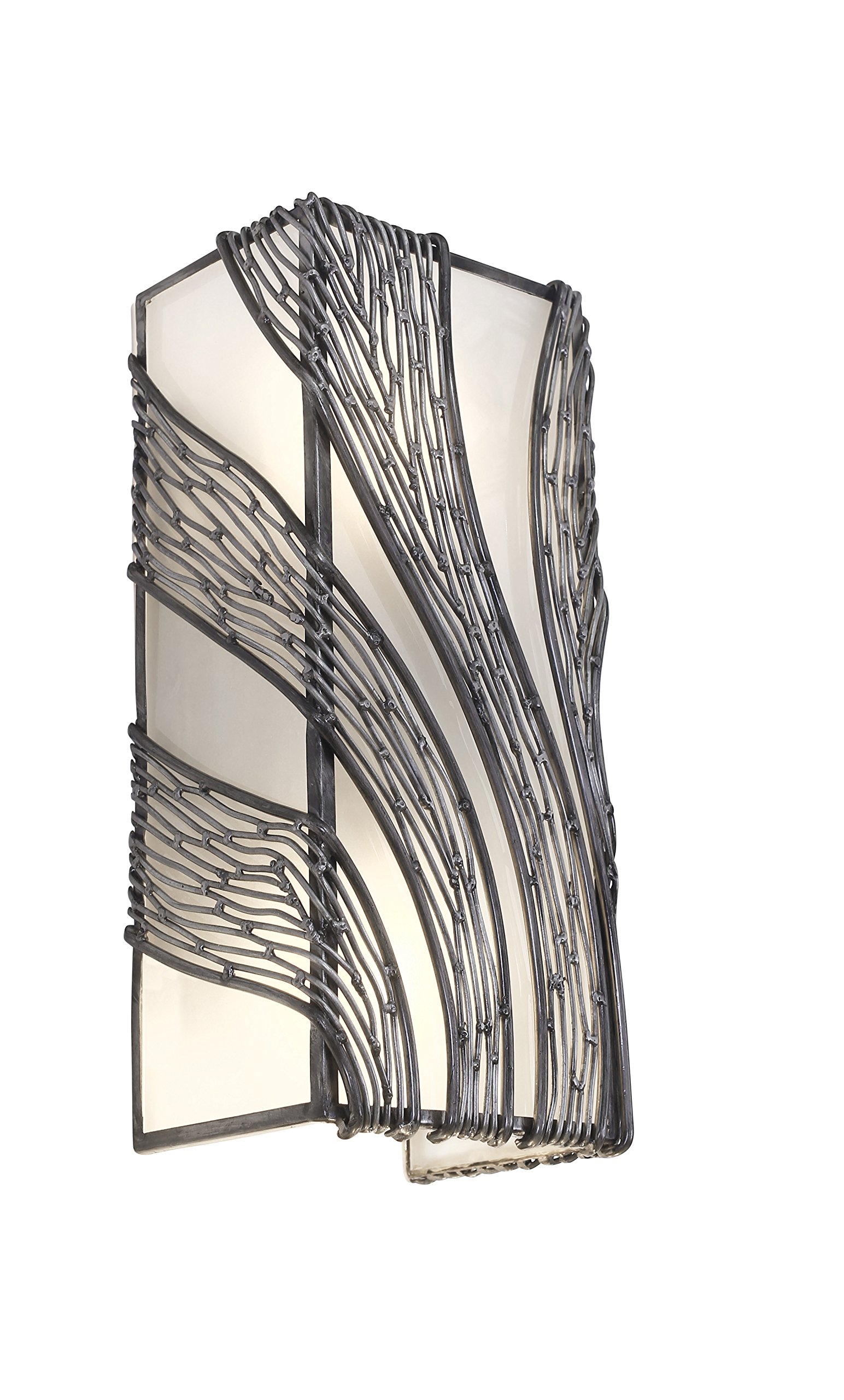 Flow 2-Light Wall Sconce - Brushed Steel Finish with Recycled Frosted Glass Shade - Perfect for Bedroom, Hallway & Entryway Lighting