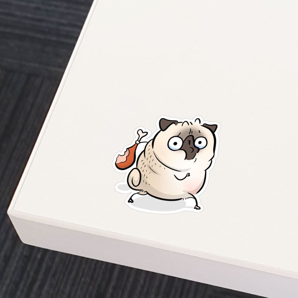 Funny White Pug Sticker Decal - Cute Chicken Thief Dog Vinyl Decal for Laptops, Water Bottles & Car Windows - Perfect for Pet Lovers & Pug Enthusiasts