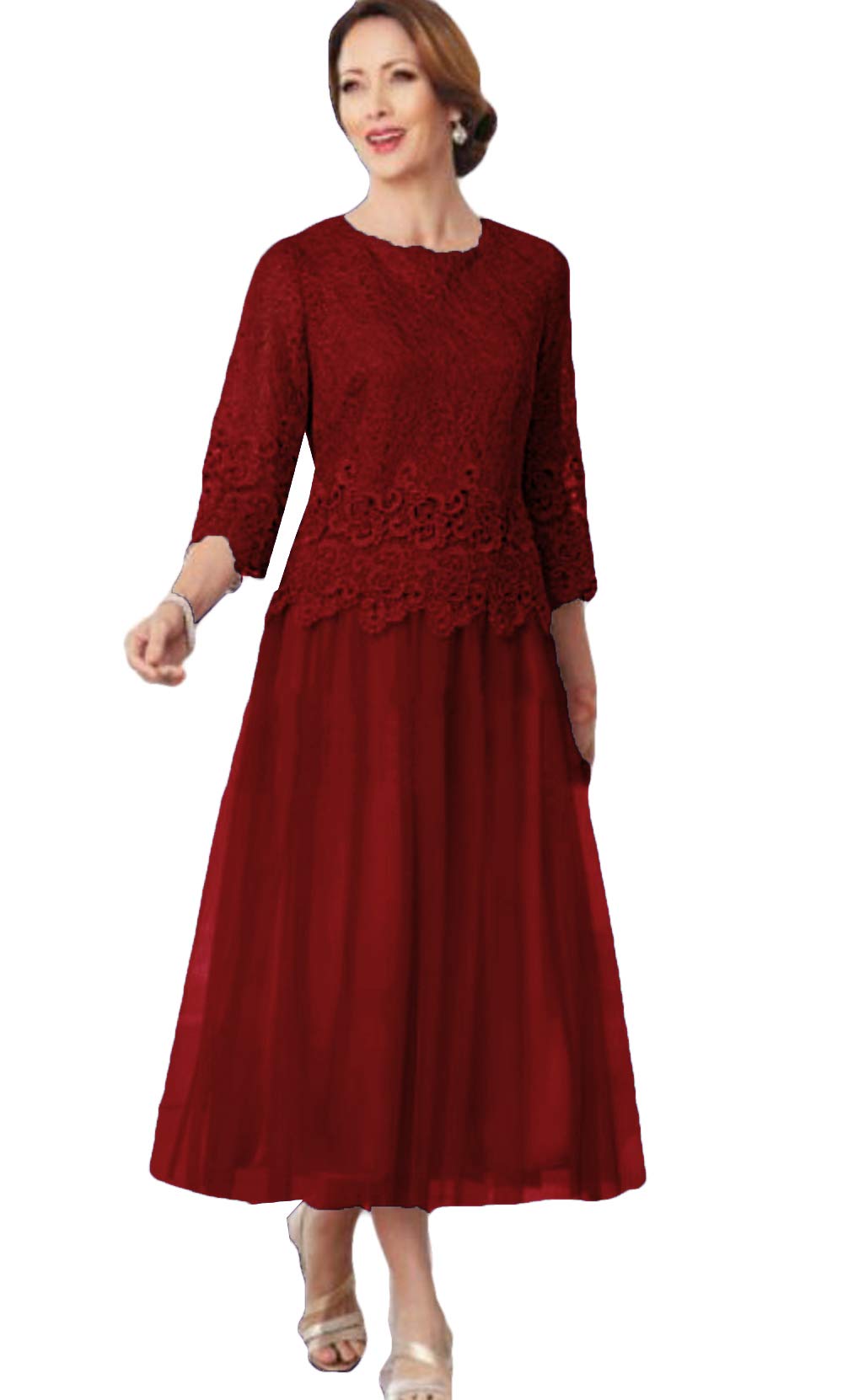 Elegant Xixi House 2-Piece Mother of The Bride Dress - Flowy Ankle-Length Lace & Tulle Wedding Guest Outfit for Special Occasions | Perfect for Weddings, Receptions & Formal Events